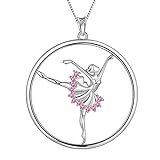 Aurora Tears Ballerina minuscola collana ballerina ballerina ballerina recital regali in argento Sterling 925 con ciondolo a forma di ballerina arcobaleno per sorella mamma e amici, Zirconia cubica