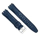 diloy Cinturino orologio in pelle compatibile con Swatch Irony e Scuba Pelle incisa Coccodrillo Alligatore 21-23mm Ref 328 Blu Navy 23mm