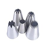 BLUGUL Set di 5 Beccucci Grandi, Decorazione Torte Set, Bocchette Decorative Accessori per Cupcakes, Pasta di Zucchero, Pasticceria