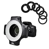 JJC Flash LED macro ad anello con 60 luci LED ad alta intensità, diffusore flash per obiettivo fotocamera Canon Sony Nikon Olympus Fuji DSLR, 6 anelli adattatore connettore obiettivo – 49 mm fino a 67