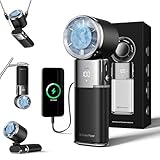 SP Space Player Ventilatore Portatile Refrigerante– Ventilatore Ricaricabile 9000 mAh, Cavo Type-C Integrato, 100 Velocità d'Aria, Display LED, angolo regolabile 135° Turbo Ventilatore a mano-Nero