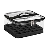 YsXoWiui Nail Polish Organizer Valigetta Organizer Porta Smalti Trousse Makeup in PVC E Spugna con Divisori Protettivi per 30 Bottiglie Adatta a Utilizzo Domes, Nero