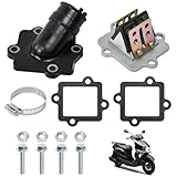FuxFuis Set di Collettore di Aspirazione e Guarnizioni Moto Blocco Valvola Lamellare per Carburatore Collettore di Aspirazione di Ricambio per 2 Tempi 49cc 50cc Motore Compatibile con Yamaha e Aprilia