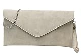SH Leder Borsa a tracolla in vera pelle, piccola borsa da sera, in pelle scamosciata o metallizzata, 31,5 x 16,5 cm, Palma G299, Beige W, s