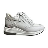 Keys Donna Sneaker Casual in Pelle Fondo Zeppa Bianco K-10513 (Bianco, EU 38)