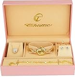 Cofanetto Orologio Donna - Parure di gioielli- Collana-Anello- Orecchini - Cinturino