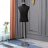 Loywe Manichino da sarto Busto Torso da Uomini Base quadrata in metallo Gr. 46/48 Nero LW6001S
