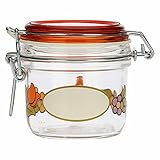 THUN - Barattolo Ermetico in Vetro con Girasole e Farfalla - Giallo - Arredo Casa, Cucina - Idea Regalo - Linea Country - Vetro - 200 ml; h 8,9 cm; ⌀ 8 cm