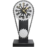 ROTRES Orologio vintage a ingranaggi, da tavolo in metallo, orologio rotante, design elettrico, orologio da parete, vero e proprio orologio mobile per decorazione della stanza, decorazione domestica