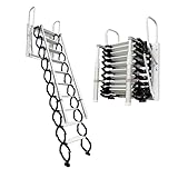 Scala a parete per mansarda, 14 gradini (3,45 – 3,55 m), scala retrattile larga 60 cm, scala per soppalco con braccioli per esterni (14 gradini)