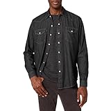 Amazon Essentials Camicia in Denim a Maniche Lunghe Regular Fit Uomo, Nero, XXL