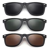 TYXHXTF 3 Pezzi Clip Occhiali Da Sole Polarizzati, Lenti Sole Sovrapponibili Clip per Occhiali da Vista, Flip up Senza Telaio Copriocchiali, per Sport Viaggi Pesca