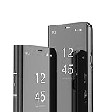 IMEIKONST Samsung Note 9 Custodia Bookstyle Specchio Design Clear View Makeup Stand Full Body Protettiva Bumper Flip Folio Copertura per Samsung Galaxy Note 9 Flip Mirror: Black QH