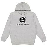 John Deere Felpa con cappuccio, logo del marchio, Grigio con logo nero/bianco, XX-Large