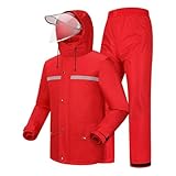 Celanisai Tuta antipioggia da uomo e donna, riflettente, impermeabile, per moto, per attività all'aria aperta, 2 pezzi, impermeabile e pantaloni antipioggia, antivento, abbigliamento da pioggia