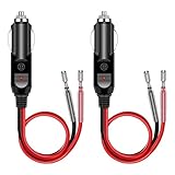 2 Pezzi Spinotto Accendisigari Auto Maschio con Cavo 16AWG, Presa Accendisigari 12V/24V Universale con Fusibile Integrato e Indicatore LED, Spina per Accessori Auto, SUV, Camion e Veicoli DC