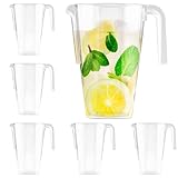 MATANA 6 Brocche in Plastica, Caraffe Trasparenti (1,5L) - Cocktail, Limonata, Punch, Sangria, Birre e Altro - Compleanni, Matrimoni, Natale, Picnic, Barbecue, Feste - Resistenti e Riutilizzabili