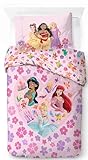 Jay Franco Disney Principessa Floreale 100% Cotone Set Copripiumino Singolo - Include Federa 50 x 70 cm