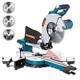 DOVAMAN DMS01A Troncatrice Radiale 2000W, Doppia Velocità 3200/5000 RPM, 3 Lame TCT, Taglio Max 340x90mm, Angolo 0-45°, Guida Laser, 9 Posizioni, Per Legno PVC Alluminio Metalli Teneri