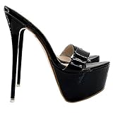 Kiara Shoes Zoccoli cubista Tacco a Spillo 17.5 cm Stiletto - KH102-V-NERO (Nero, Numeric_40)