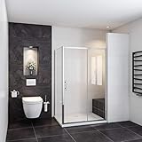 Box Doccia Angolare Alto 185 cm Misura 110x70 cm Porta Scorrevole con Parete Laterale in Vetro Temperato 5 mm Profilo Cromato Lucido