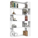 CHOWGOLI Libreria angolare a forma di L con 5 ripiani, scaffale angolare grande aperto, libreria ad angolo bianco, libreria angolare per camera da letto, soggiorno, studio, 90 x 48 x 169 cm