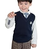 Ragazzi maglione maglia gilet per bambini caldo maglione casual maglione maglia grossa gilet per ragazzi autunno inverno stratificazione 11 anno, Blu, 11-12 Anni