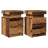 vidaXL Comodini con LED 2 pz Legno Antico 35x39x55 cm in Truciolato, tavolino da Notte, tavolino, Arredamento per Camera da Letto