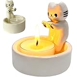 Quixotical Gatto Portacandele, Portacandele Gattino Cartone Animato, Simpatico Portacandele con Gattino, Gatto Tealight Titolari Scaldare le Zampe, Decorazione Regali per gli Amanti dei Gatti