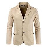 Sakko - Giacca da uomo, sportiva, vestibilità normale, in lino, stile moderno, per il tempo libero, elegante, formale, festival, abbigliamento per ufficio, lavoro, matrimonio, feste, beige., XL