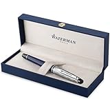 Waterman Expert penna roller | Collezione Made in France | Laccatura blu e metallo | Cappuccio cesellato | Inchiostro nero | Confezione regalo