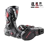 Stivali Moto da Pista Racing Professionale Antiscivolo Traspirante Impermeabile (Nero, 42)