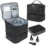 bssmmai Porta Smalti Organizer, 2 in 1 Borsa Porta Smalti e Lampada per Unghie, Organizer Smalti per Unghie, Valigetta per Unghie può Ospitare 30 Smalto Unghie (Nero)
