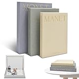 Yiomxhi 3 Pezzi Libri Decorativi Arredamento Stanza, Libris Finti in Lino Scatola Portaoggetti con Chiusura Magnetica, Moderno Impilabile Libri Falsi per Tavolino da Caffè Scaffale (Grigio)