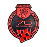 DYQCD 1 Pezzi Auto Emblem Adesivo per Abarth 70th Anniversary Scorpion Stemmi e Decorazioni Auto Styling Carrozzeria Decorazioni Auto Decalcomania Badge,BlackRed