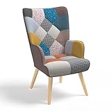 IDMarket - Poltrona scandinava Ivar in tessuto Patchwork multicolore