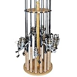 Rush Creek Creations Rotondo 16 Canna da Pesca Rack in Legno Tan, 34.9 cm L x 34.9 cm W x 76.2 cm H, per attività di Pesca, Garage