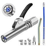 URAQT Set di 7 Pezzi Pistole per Grasso, 12000 PSI Bocchino per Pistola per Grasso a Sgancio Rapido con Una Sola Mano, con 30cm Tubo Flessibile, Compatibile con Tutti i Tipi di Ingrassatori