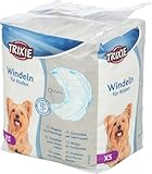 TRIXIE Pannolini per Cani Maschi, Taglia XS, Circonferenza Vita 20-42 cm, 12 Pezzi, Igiene per Incontinenza, Fascia Elastica e Chiusure Adesive, Imbottitura in Pile Sssorbente, 23640