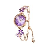 SURVAN WatchDesigner Orologi Bracciale Donna Analogico al Quarzo Gioielli Elegente con Cinturino Bracciale in Rame con Quadrante Viola Orologio Regalo Donna(Col.Viola)