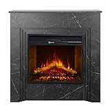 Camino elettrico caminetto da terra BELLINI in legno effetto Marmo Nero Made in Italy L96 x P35 x H96