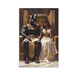 KNZVCXUEH Anubi e Yanhou Quadro Su Tela Quadro Moderno Antico Egitto Olio Su Tela Per Camera Da Letto Soggiorno Bagno Canvas Impermeabile 20x30inch(50x75cm)