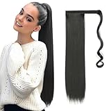 TTPSRY Coda Cavallo Liscia Lunga 60cm Estensione Capelli Sintetici Clip Parrucchino Naturale Elegante