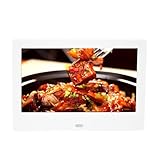 Cornice for foto digitali ad alta definizione da 7 pollici/8 pollici/10 pollici, display for album fotografici elettronici, design della cornice stretta, pulsanti a sfioramento (Color : White, Size