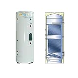 FP-TECH - BOILER PUFFER ACCUMULO ACQUA CALDA DOPPIA SERPENTINA DA 250 O 500 LITRI PER SOLARE TERMICO CIRCOLAZIONE FORZATA (250 Litri Doppia Serpentina)