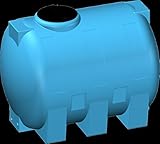 Serbatoio RINFORZATO polietilene 5 mm tipo orizzontale 1000 litri - FORI STAMPATI e FILETTATI acqua potabile alimenti blu cisterna