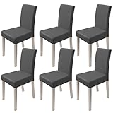 6 Pezzi Coprisedie con Schienale, Misura Universale Lavabile Estraibile Moderno Coprisedia Elastica, Coprisedie per Soggiorno, Cucina, Casa Décor, Hotel, Festa, Ristorante, Banchetto (Grigio Scuro)