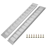 2 griglie di ventilazione in alluminio, griglia di ventilazione, griglia di ventilazione, rettangolare, per scarpiera, bagno, cucina, soggiorno, 80 mm x 500 mm