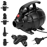 QWORK® Pompa ad aria elettrica da 600 W, pompa silenziosa e portatile con 5 ugelli, ideale per tappetini ad aria, gommoni, salvagenti e altro