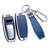 ontto Keyless - Custodia portachiavi adatta per Audi A8 A8L Q8 A3 Sportback A6 A7 Q7 RS6 S6 S7 SQ8 Q4 SQ7 TFSI E-Tron 2019-2023, custodia per chiavi, portachiavi a 3 pulsanti, colore: Argento Blu